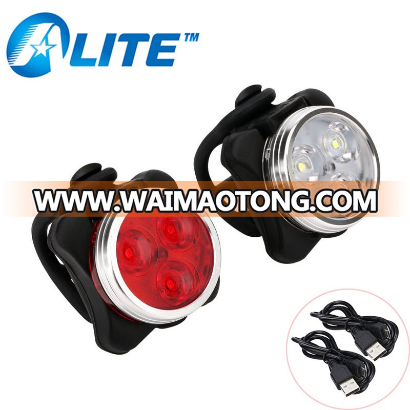 Waterproof Bicycle Front & Tail LED USB Rechargeable Bike Light Set